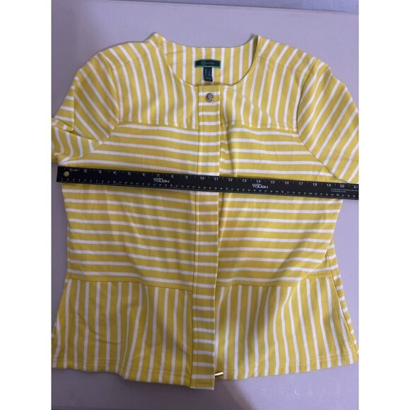 C Wonder Sz 12 Yellow White Striped Blazer Jacket Button Zip Front - Picture 5 of 5